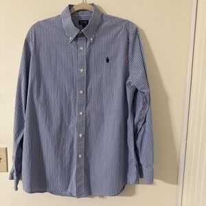 Altos Long Sleeve Blue and White Checkered Button Up Shirt Men's Size Large